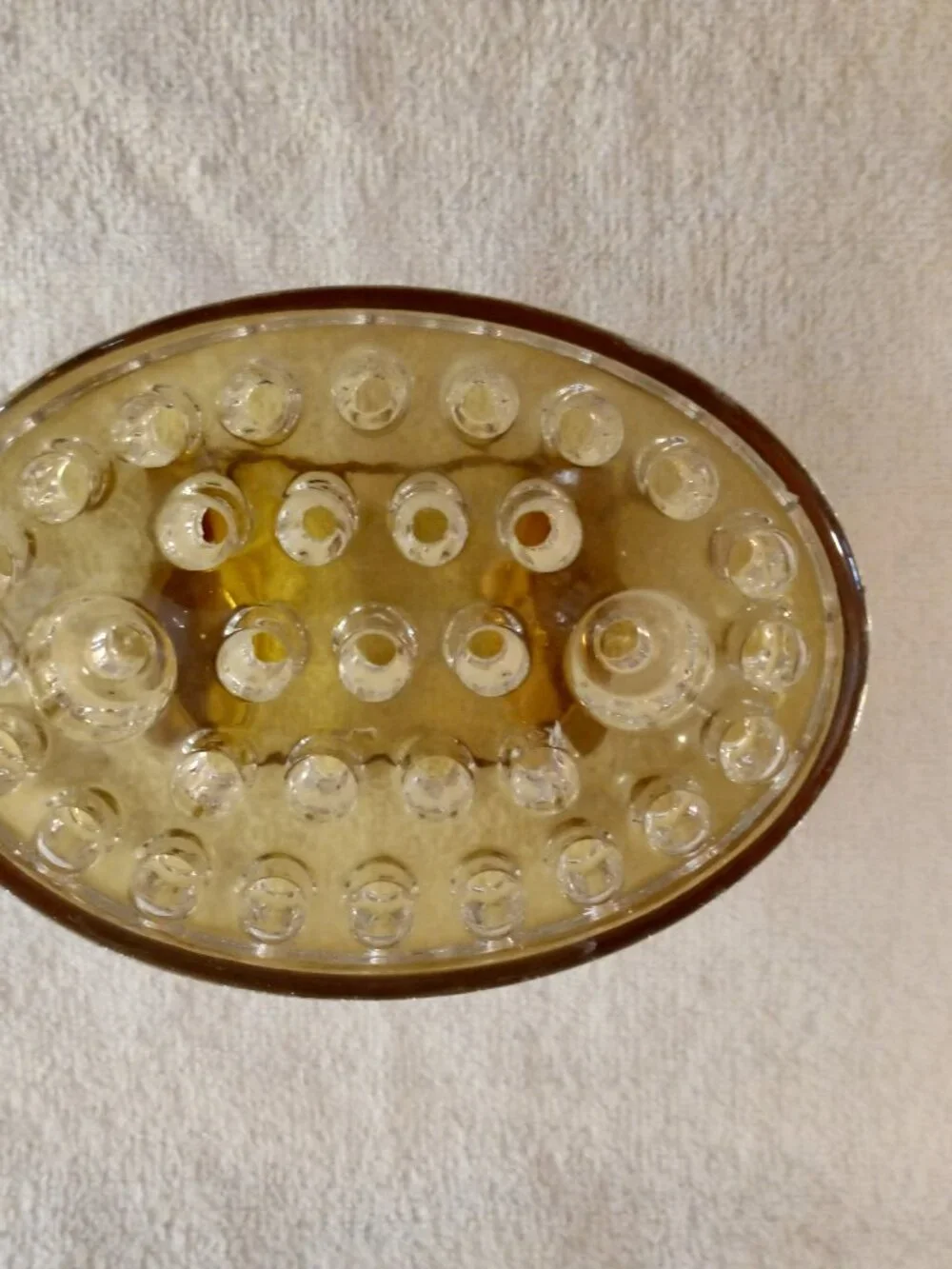 Vintage Martinsville Viking #1048 Oval Amber Flower Frog